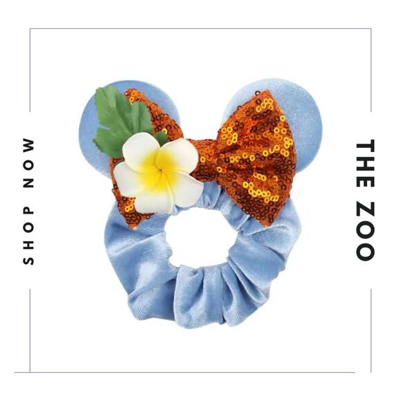 Moana Mouse Ear Hair Scrunchie and Clips - Picture 2 of 3